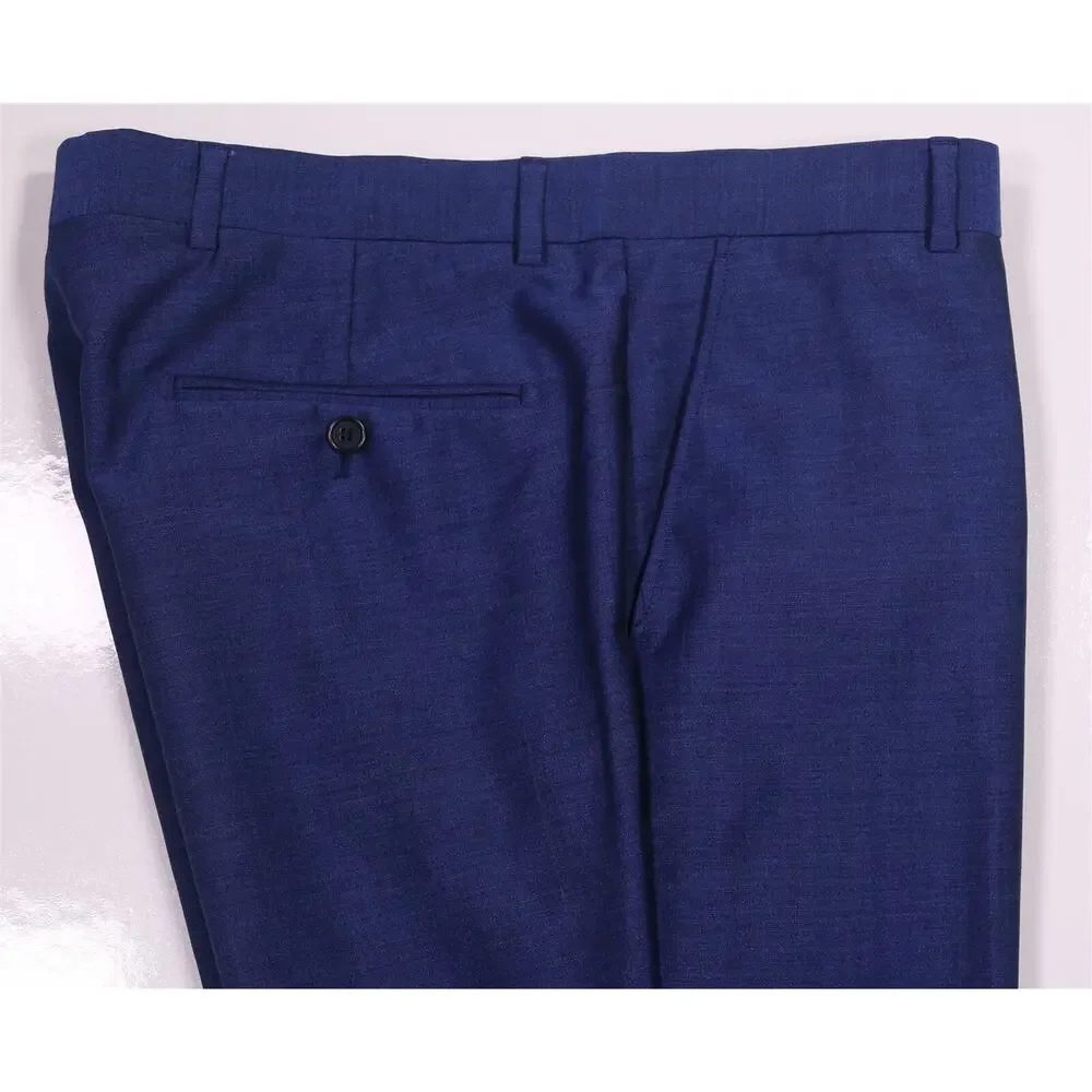 Connaisseur Paris Royal Blue Wool Mohair Silk Slim Fit Dress Pants 36x28